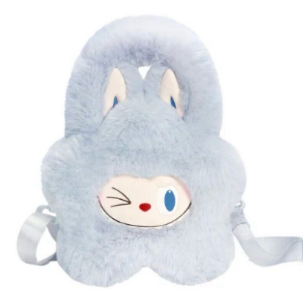 Labubu Plush Flower Shoulder Hand Bag - Light Blue